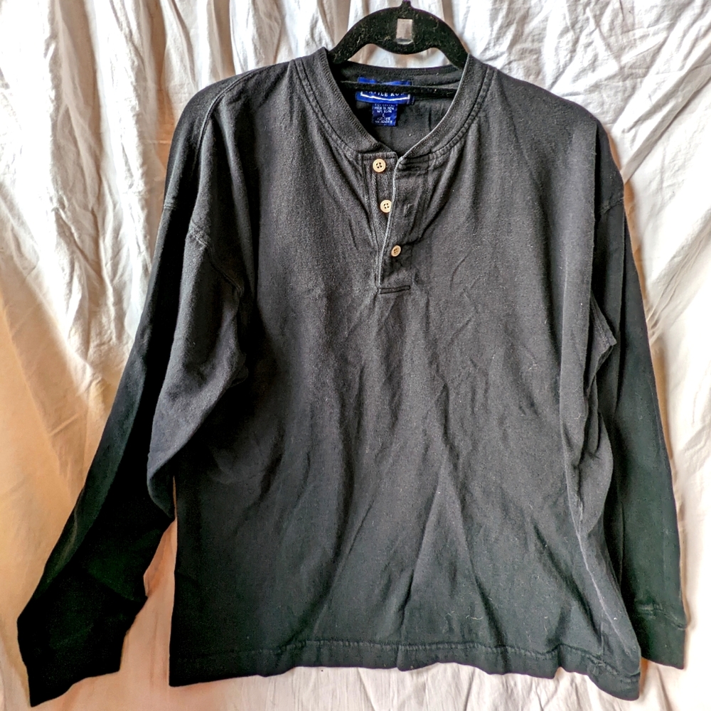Savile Row Long Sleeve Henley With Buttons High-end Casual Size Large